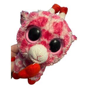 Ty Beanie Boos Jungle Love Pink Spotted Giraffe Plush 6" Big Eyes Valentines Day